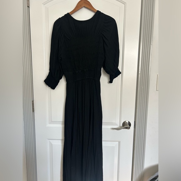 Free People Tie Front String of Hearts Maxi Dress Boho Black size large - Picture 9 of 14